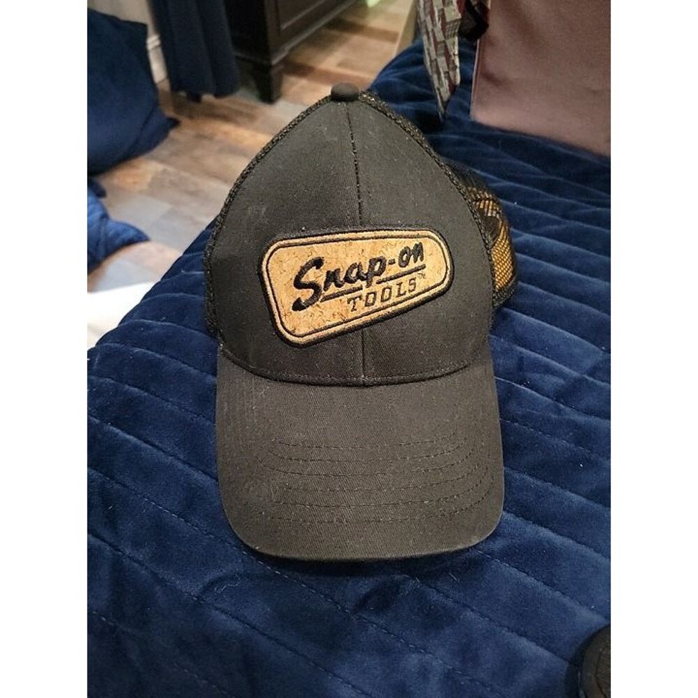 Snap-On Tools Embroidered Cork Patch Black Mesh Back SnapBack Trucker Hat